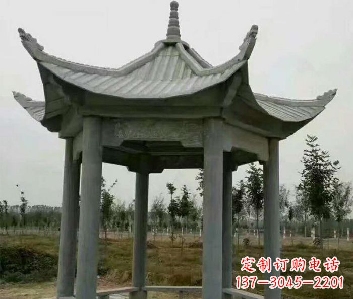 北京六角石雕凉亭 (3)