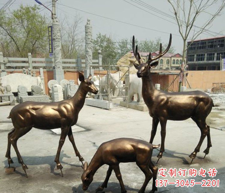 北京鹿动物铜雕 (2)