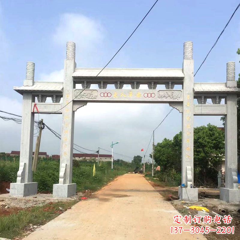 北京路口三间四柱无楼石牌坊雕塑制作