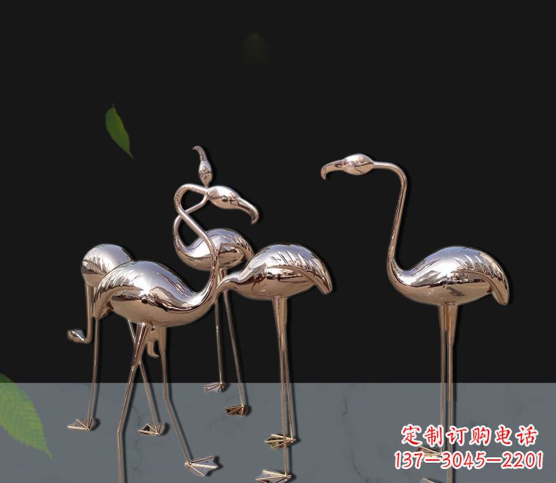 北京玫瑰金不锈钢火烈鸟雕塑，艺术品的魅力