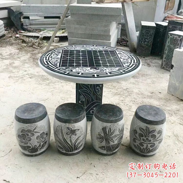 北京精美梅兰竹菊形石桌凳，无与伦比的艺术美感