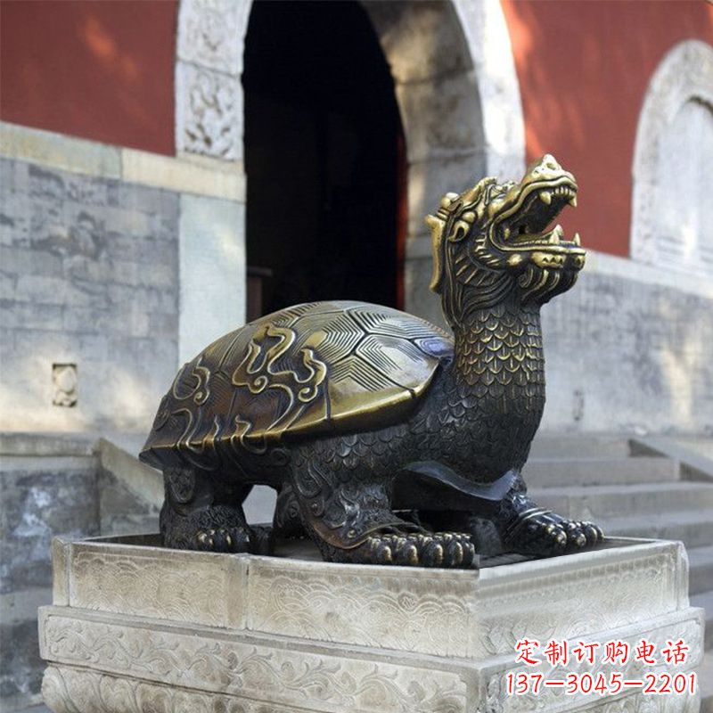 北京弥勒佛坐赑屃雕塑-寺庙大门神兽动物雕塑