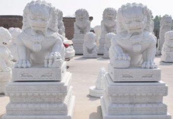 北京汉白玉看门狮子雕塑