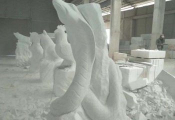 北京中领雕塑汉白玉生肖蛇雕塑