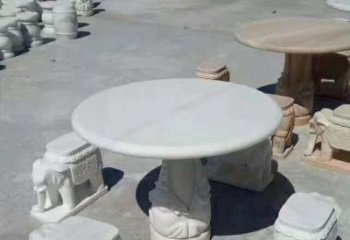 北京百变汉白玉圆形石桌凳，让家居更具格调
