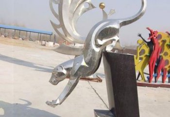 北京户外不锈钢豹子雕塑