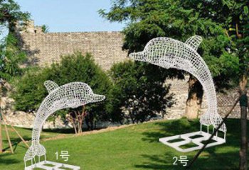 北京户外不锈钢镂空海豚雕塑