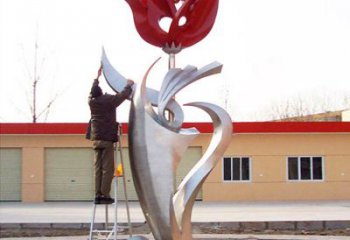 北京户外大型不锈钢雕塑玫瑰花