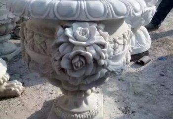 北京花朵浮雕欧式花钵石雕
