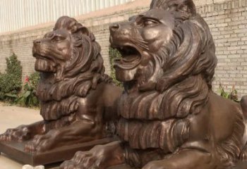 北京汇丰铜雕狮子，威武雄壮