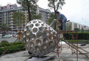 北京街边不锈钢抽象苹果雕塑