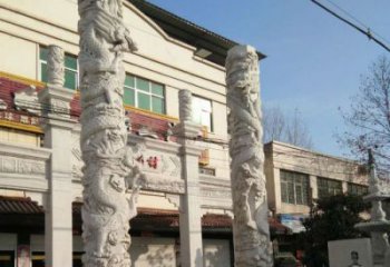 北京汇聚古灵神韵的大理石龙柱雕塑