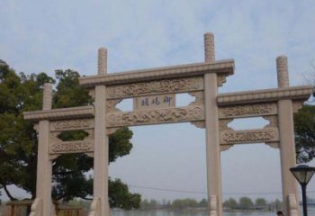 北京景区三门古典牌坊石雕