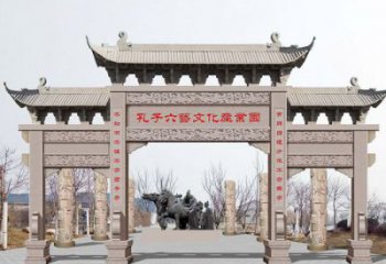 北京景区三门石雕牌坊-高质美观可靠的雕塑装置
