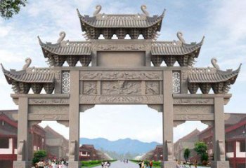 北京景区三门石雕牌楼——精美雕塑定制