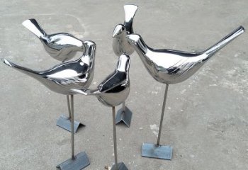 北京全新设计，优雅帅气的不锈钢鸽子草坪雕塑