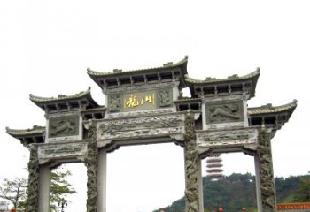 北京龙山景区大型石头雕塑牌楼，定制之选