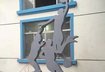 北京路边打篮球不锈钢雕塑