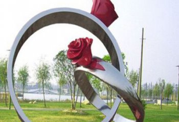 北京玫瑰戒指不锈钢雕塑
