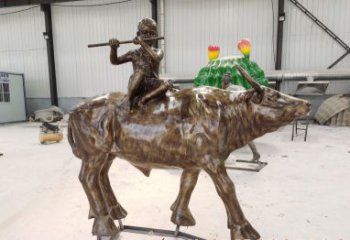 北京五大牧童骑牛铜雕塑