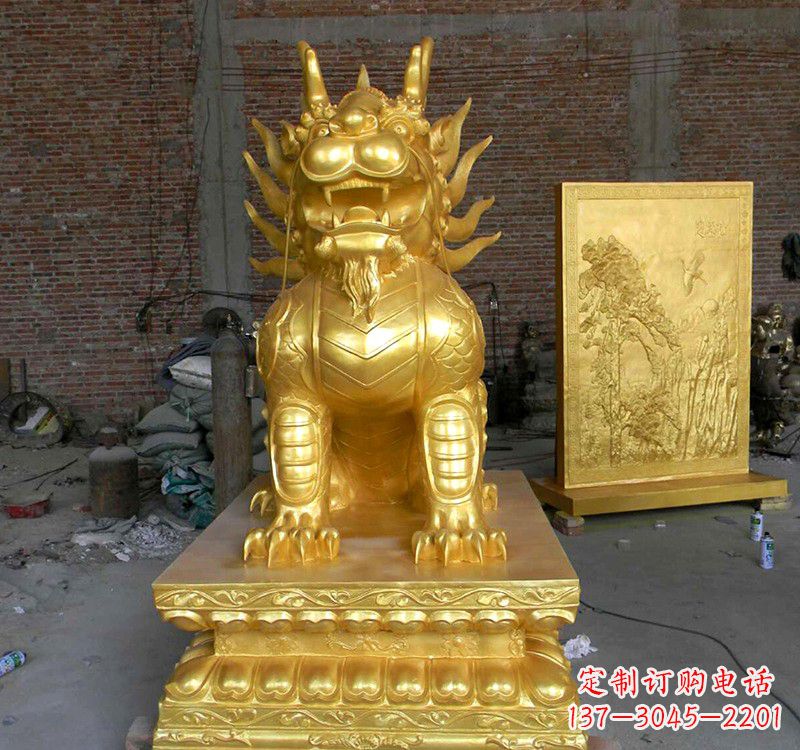 北京传统雅致,纳福麒麟铜雕精品