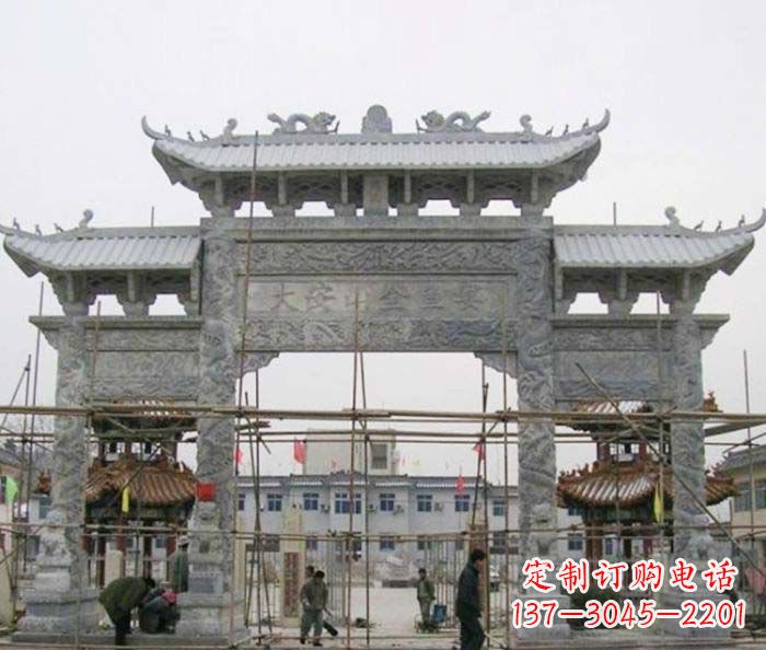 北京专业定制农村三门牌坊石雕