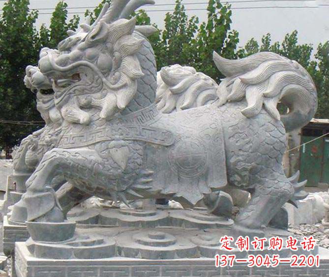 北京古典麒麟招财神兽石雕,传承古典非凡财富之美