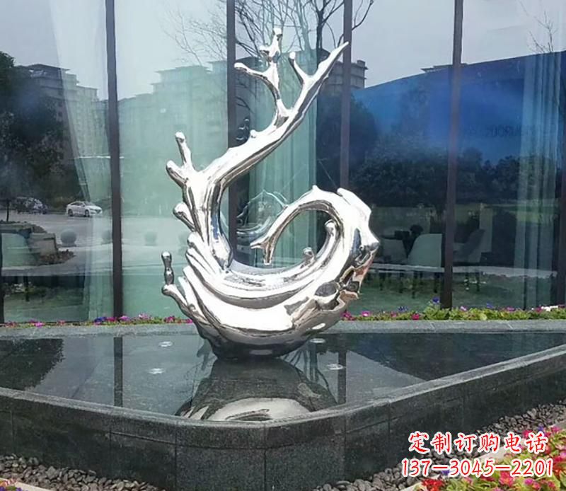 北京企业不锈钢火苗抽象雕塑