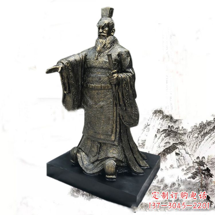 北京精美秦始皇玻璃钢仿铜雕塑