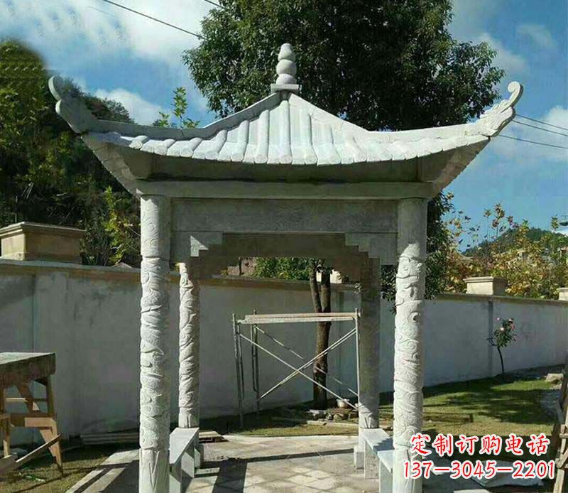 北京青石单层四角凉亭