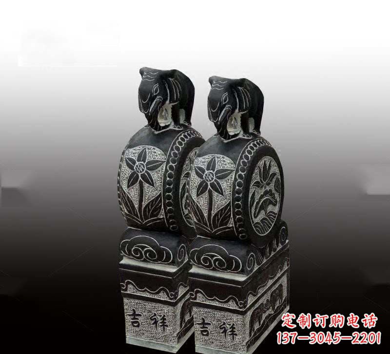 北京高质感青石仿古大象门墩