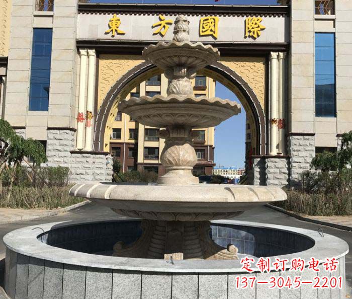 北京三层欧式喷泉石雕,为小区增添质感