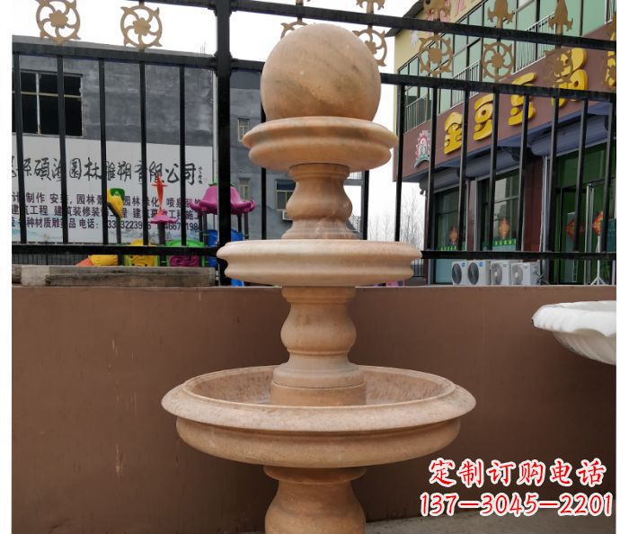 北京风水球石雕,晚霞红别墅装饰精品