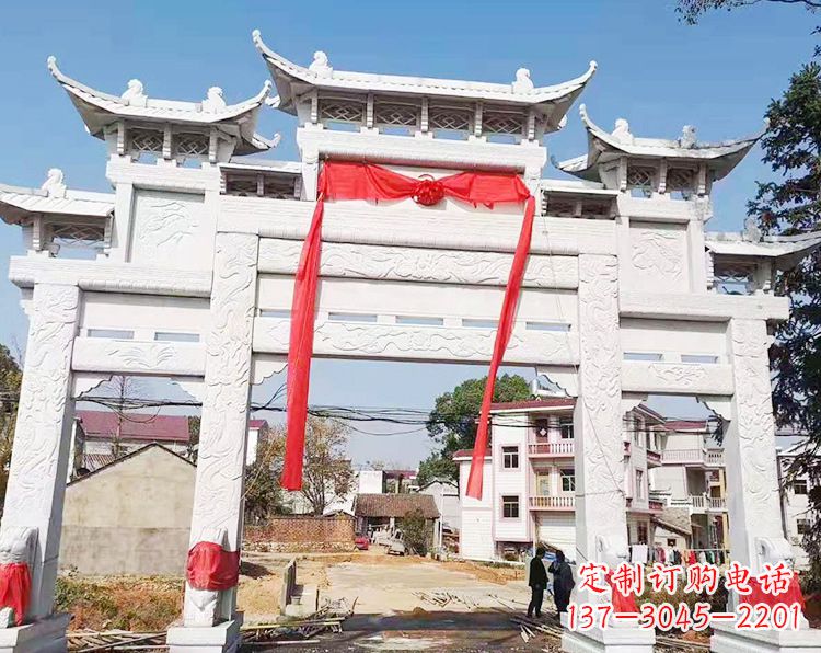 北京三门三楼石雕牌坊：专业定制牌坊雕塑