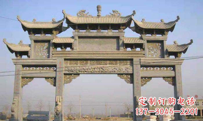 北京特色街角石雕牌坊精致典雅的装点