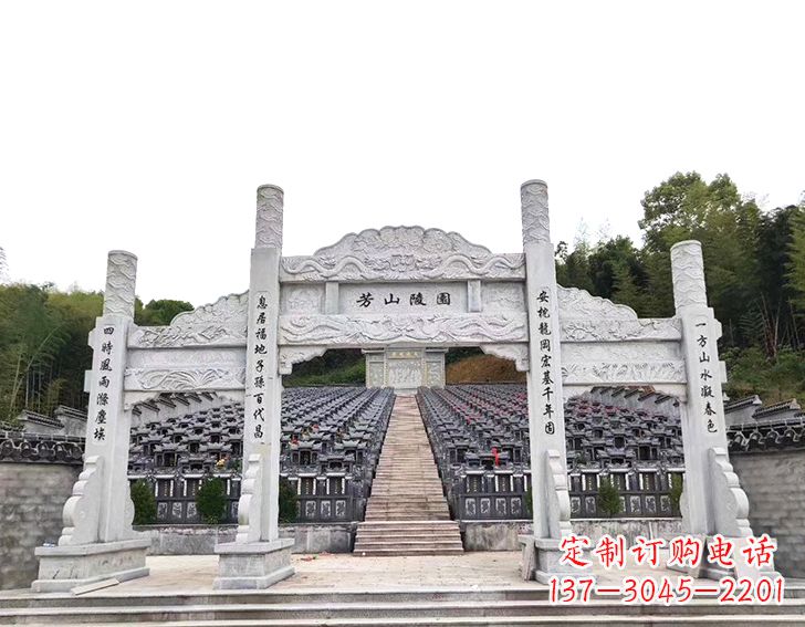 北京精致雕刻的三门石牌坊雕塑