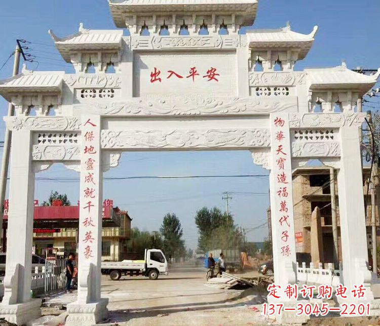 北京三门石牌坊石雕艺术