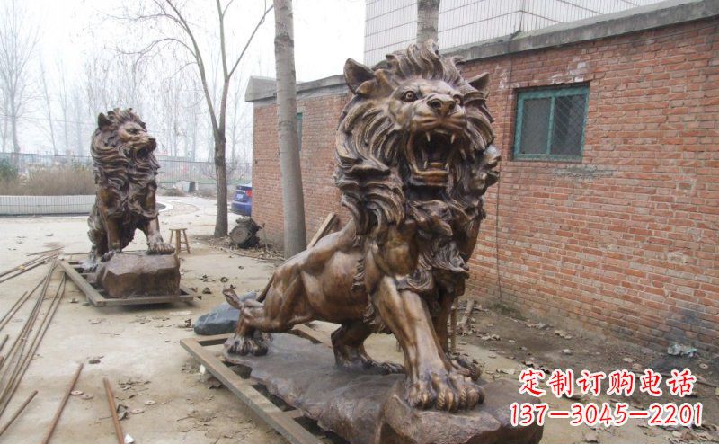 北京狮子企业动物铜雕