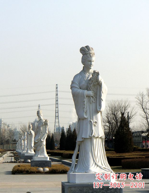 北京十二花神汉白玉古风美女石雕像