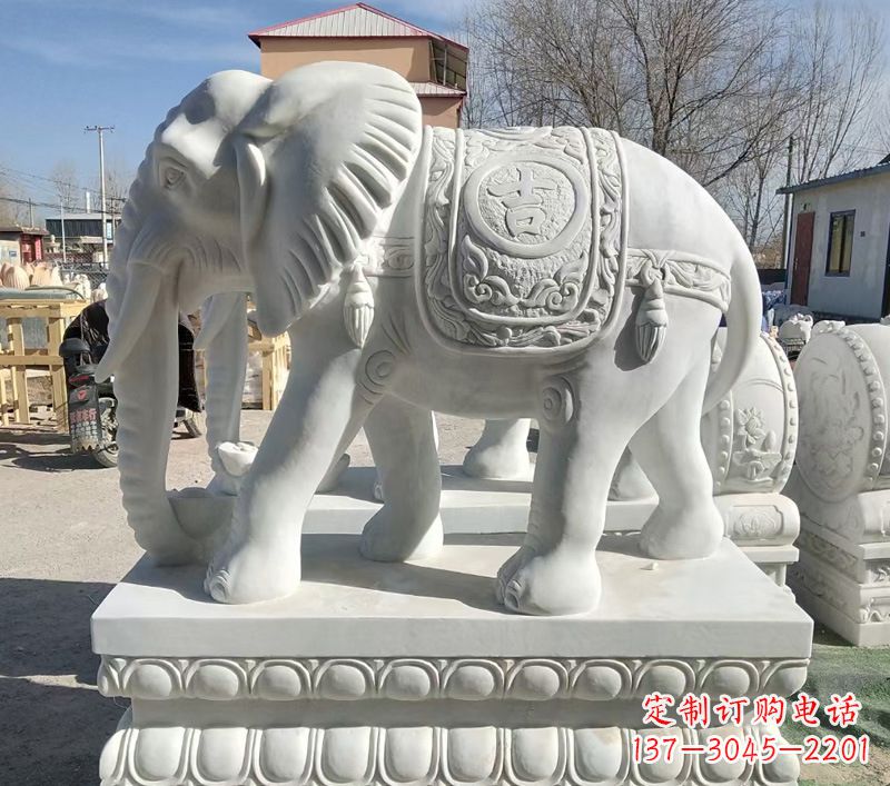 北京中领雕塑精美石材大象雕塑