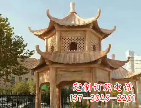 北京石雕小区景观双层凉亭