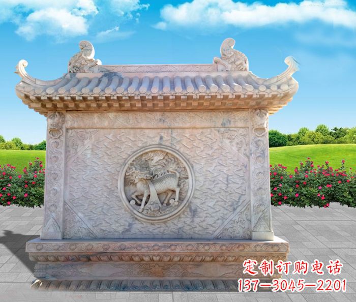 北京石浮雕麒麟庭院影壁