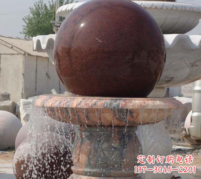 北京石来运转小型风水球喷泉石雕