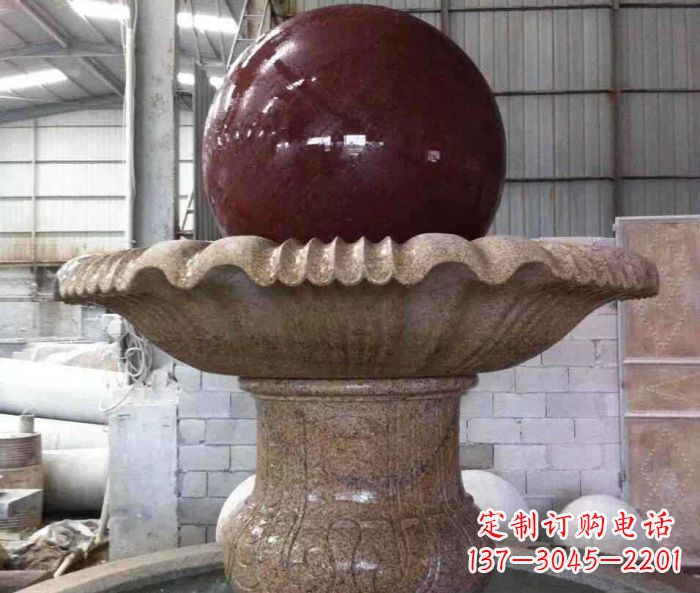 北京石来运转小型风水球喷泉石雕 (2)