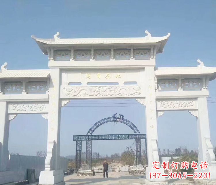 北京石牌坊三门牌坊石雕 (4)
