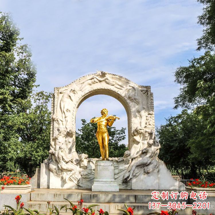 北京世界名人古典主义作曲家莫扎特公园铜雕像