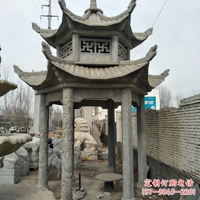 北京双层大理石凉亭雕塑