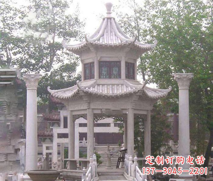 北京双层仿古凉亭石雕 (3)