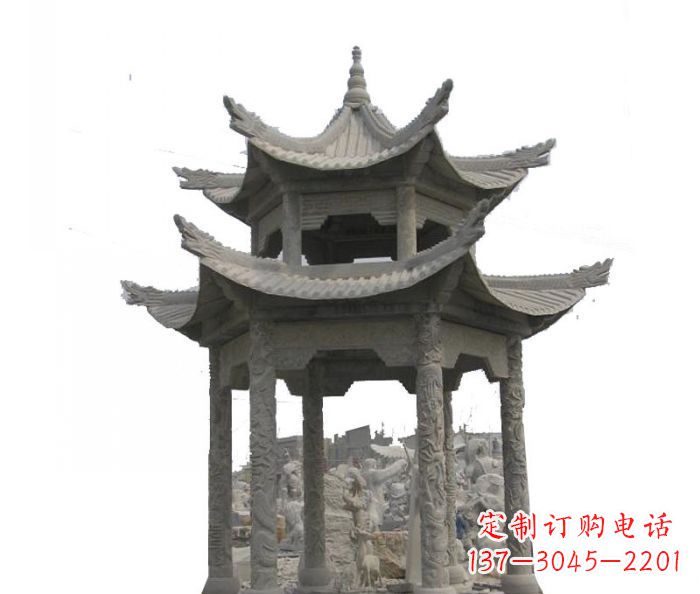 北京双层仿古石雕凉亭 (2)