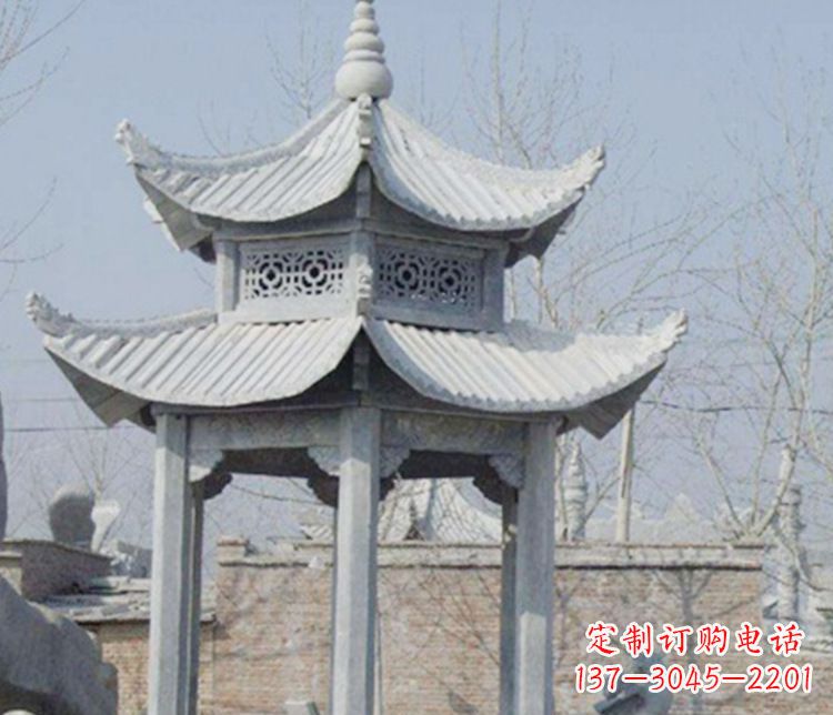 北京双层仿古六角凉亭石雕